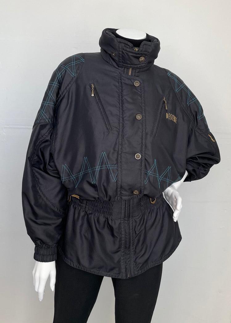 1990's Descente Black Anorak Ski Coat - Snow Ghost Vintage Ski and Snow