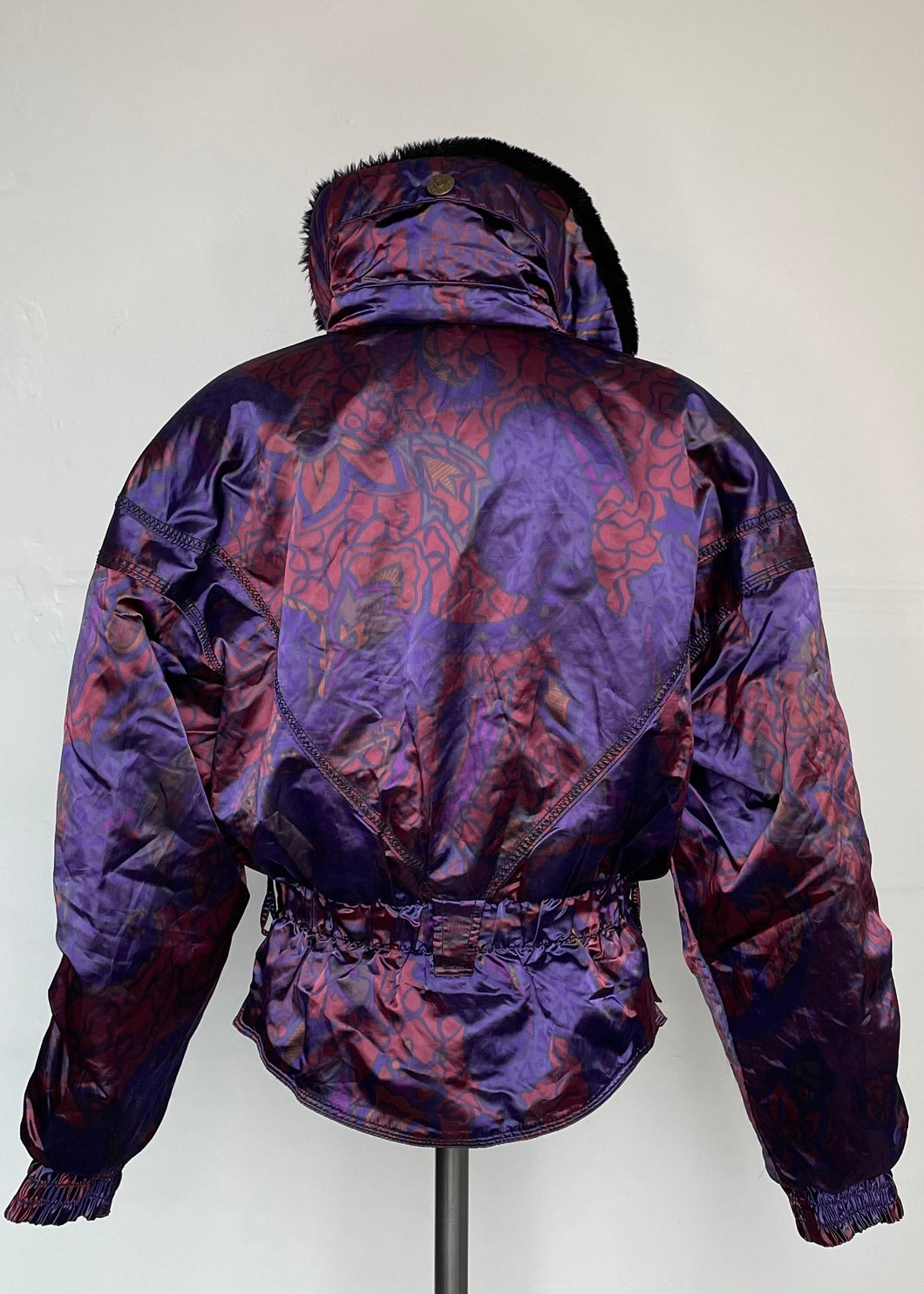 1990's Obermeyer Abstract Print Jacket with Matching Ski Mittens