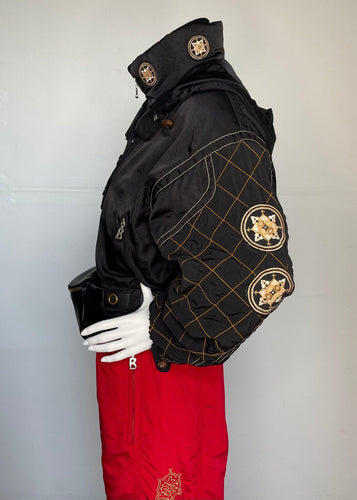 1990’s Bogner Red and Black Ski Suit with Gold Embroidery - Snow Ghost Vintage Ski and Snow